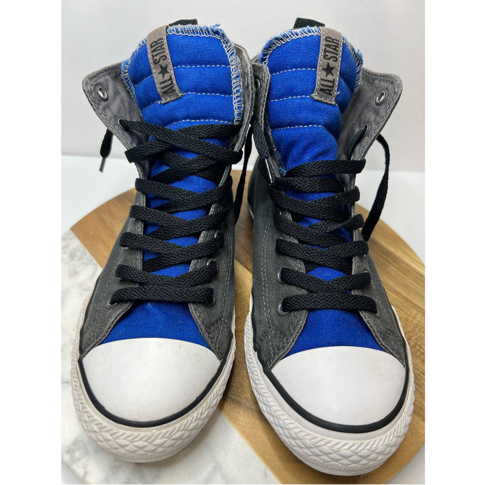 Converse Chuck Taylor All Star Gray Blue Fat Tongue High Top Sneaker 5Y/ 7 Women - Picture 3 of 7